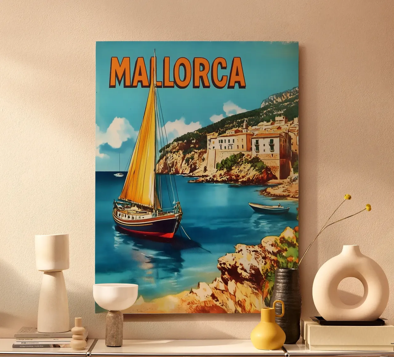 Mallorca Vintage Segelboot alluminio dibond da Vintage Travel Art