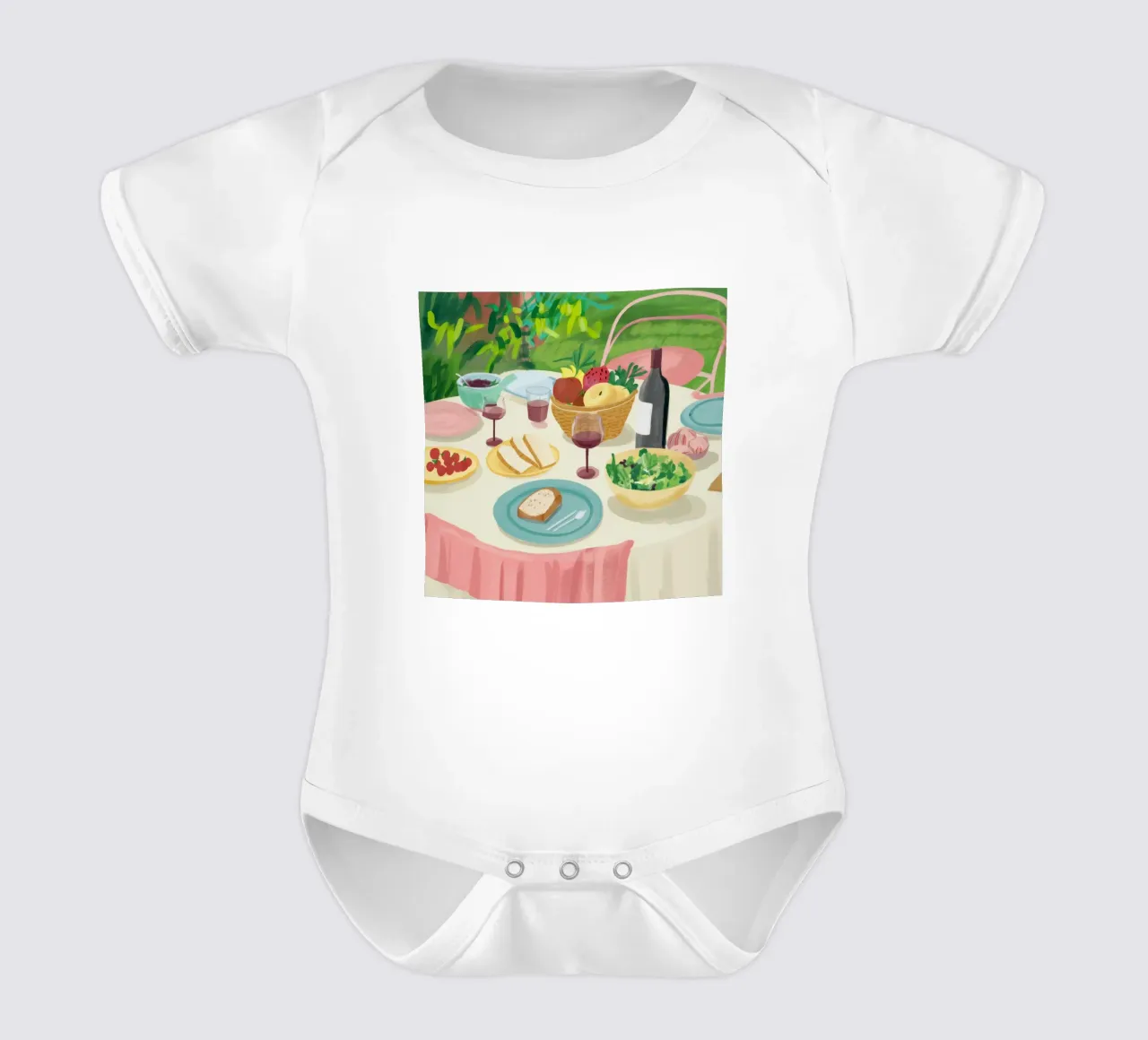 Garden Feast Al Fresco short-sleeve baby romper by Haven Mirage