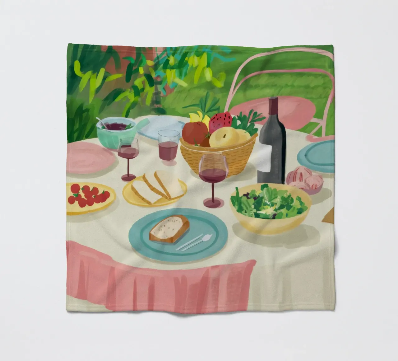 Garden Feast Al Fresco fleece blanket by Haven Mirage