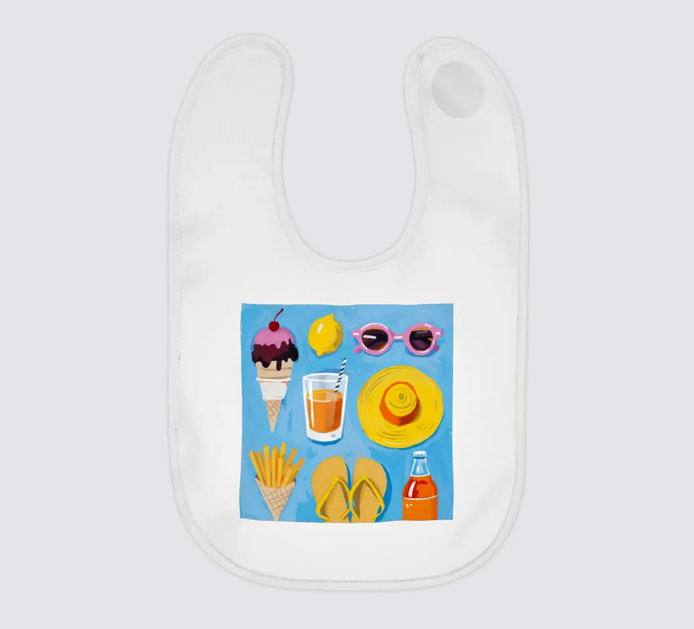 Flatlay degli elementi essenziali dell'estate bavaglino da Jasper Rune