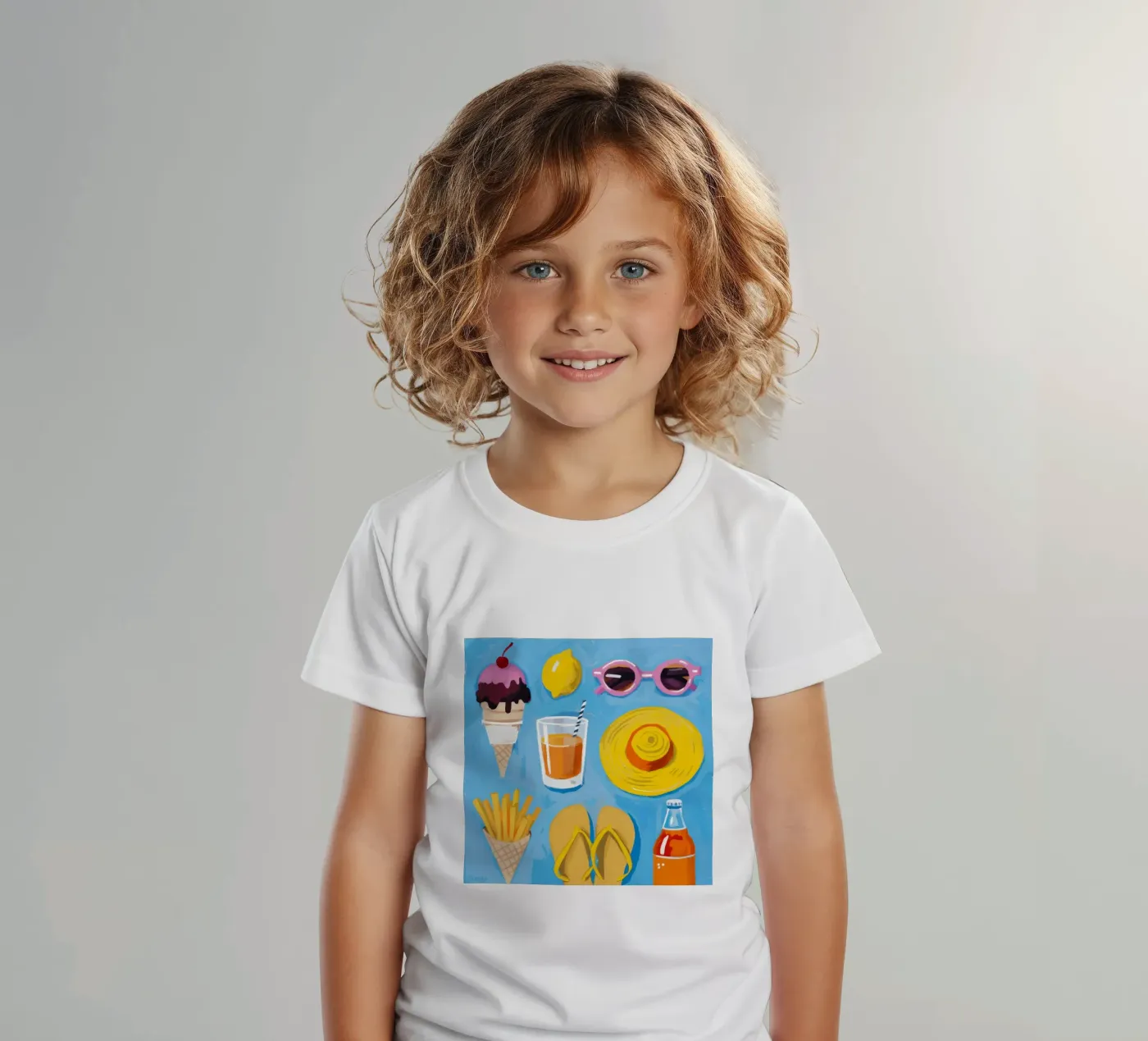 Flatlay degli elementi essenziali dell'estate t-shirt bambini da Jasper Rune