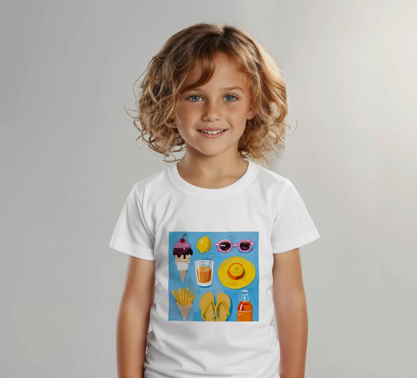Flatlay degli elementi essenziali dell'estate t-shirt bambini da Jasper Rune