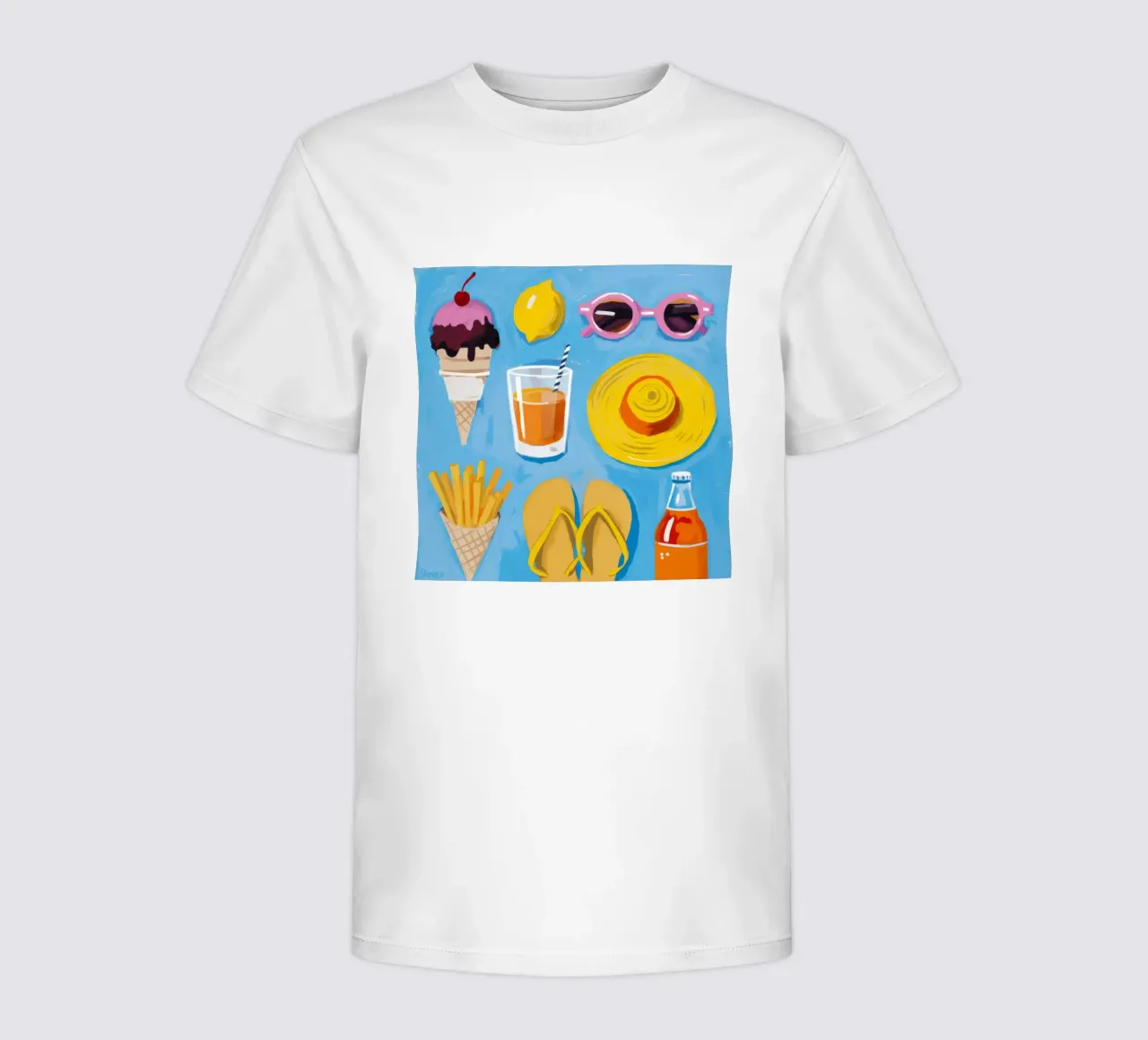 Flatlay degli elementi essenziali dell'estate t-shirt bambini da Jasper Rune