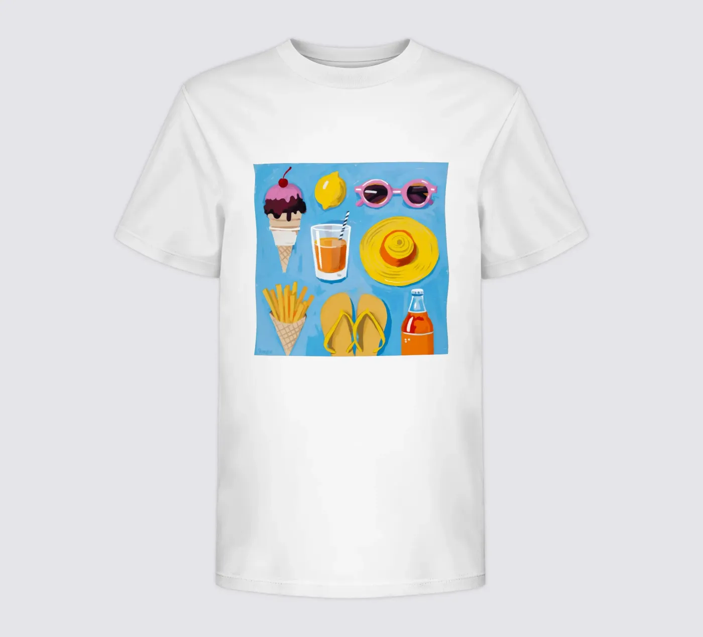 Flatlay degli elementi essenziali dell'estate t-shirt bambini da Jasper Rune