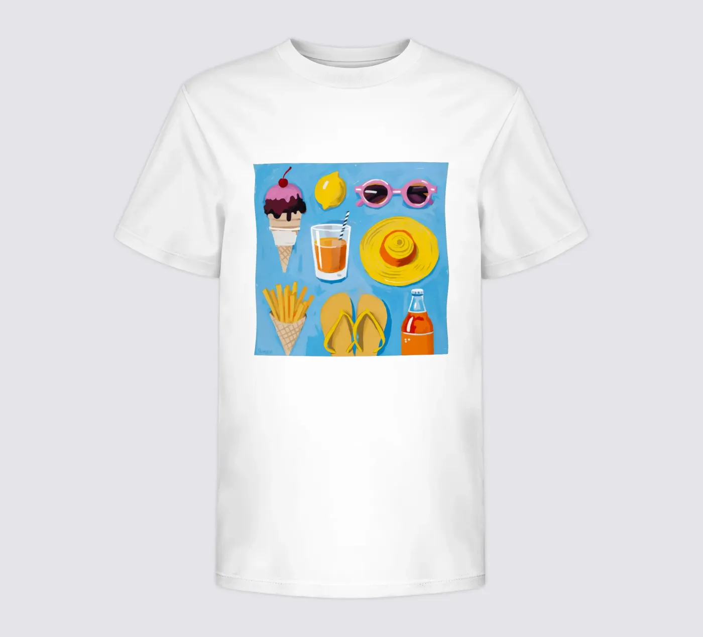 Flatlay degli elementi essenziali dell'estate t-shirt bambini da Jasper Rune