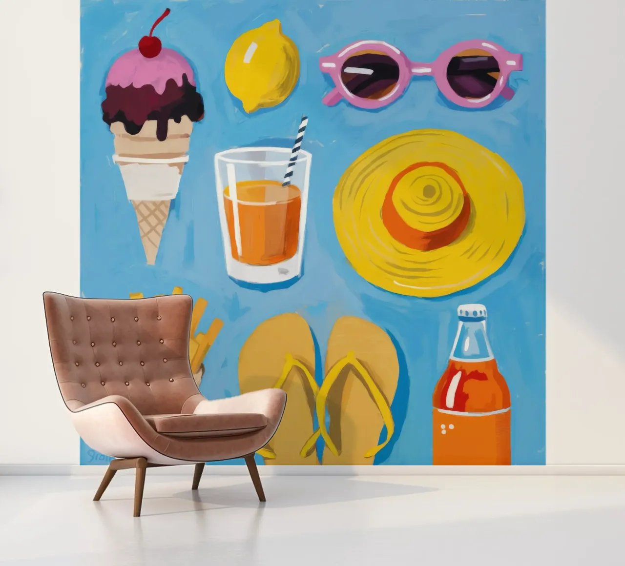 Zomer Essentials Flatlay fotobehang van Jasper Rune