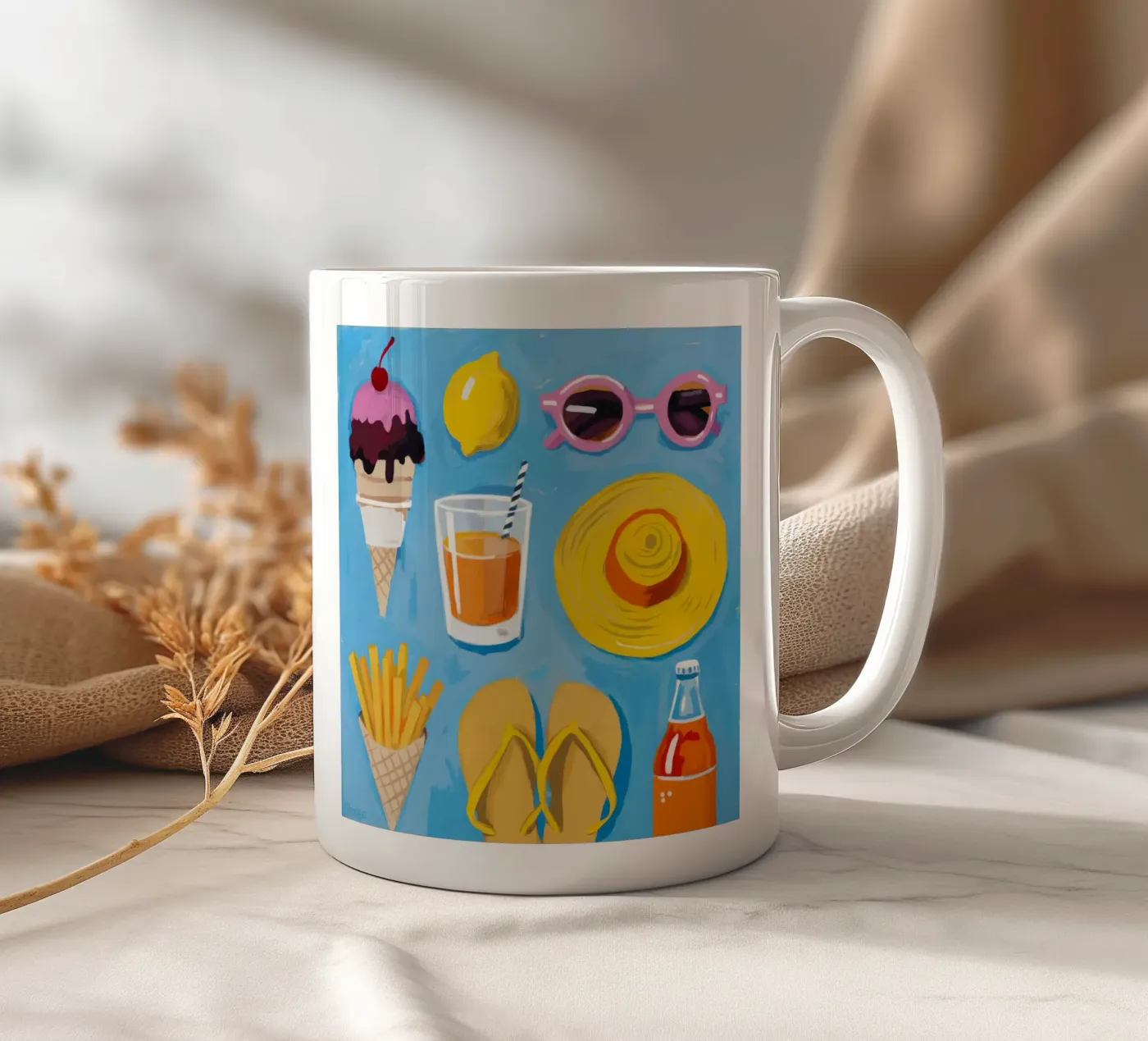 Summer Essentials Flatlay Keramik Tasse von Jasper Rune