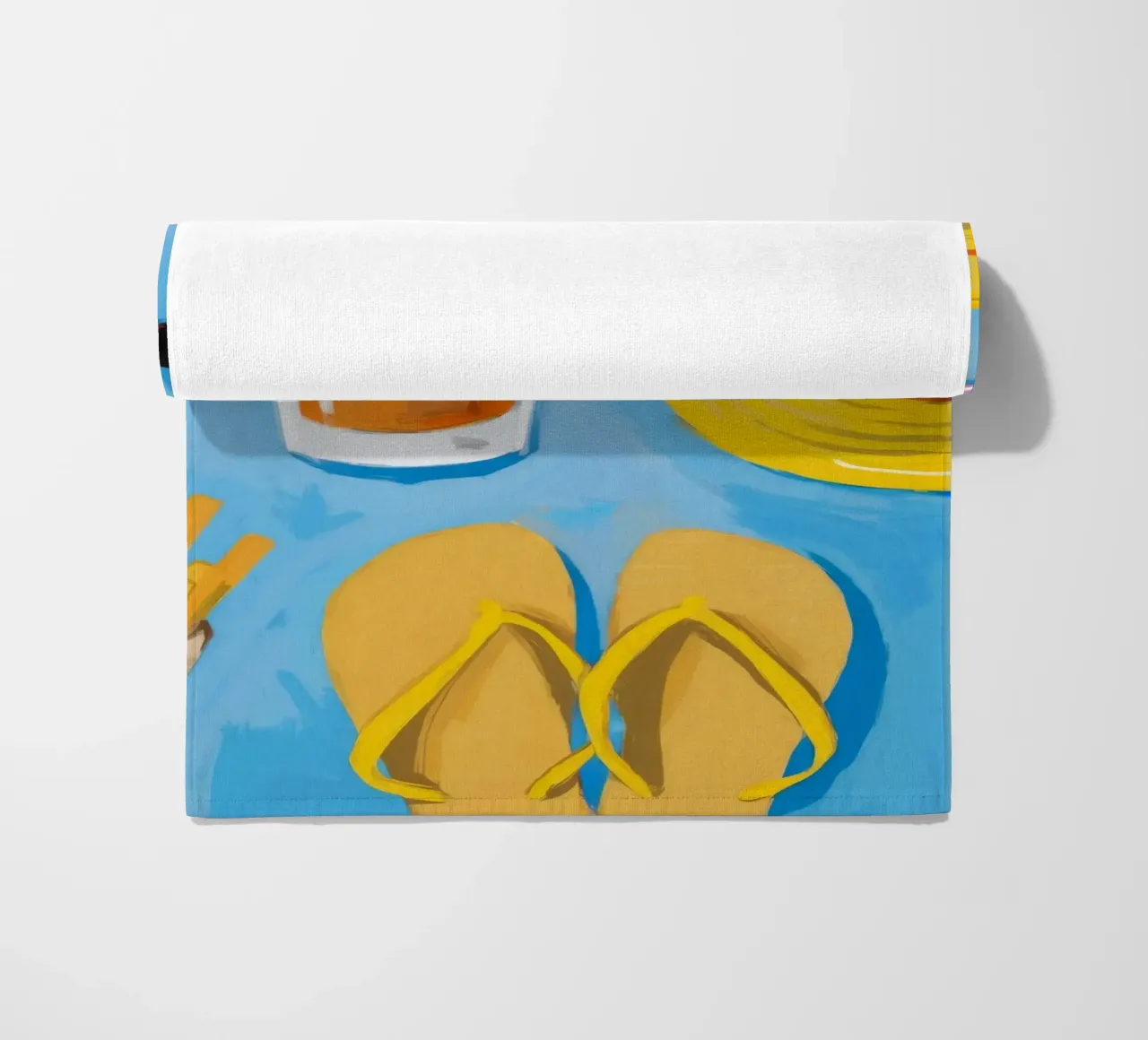 Flatlay degli elementi essenziali dell'estate telo mare da Jasper Rune