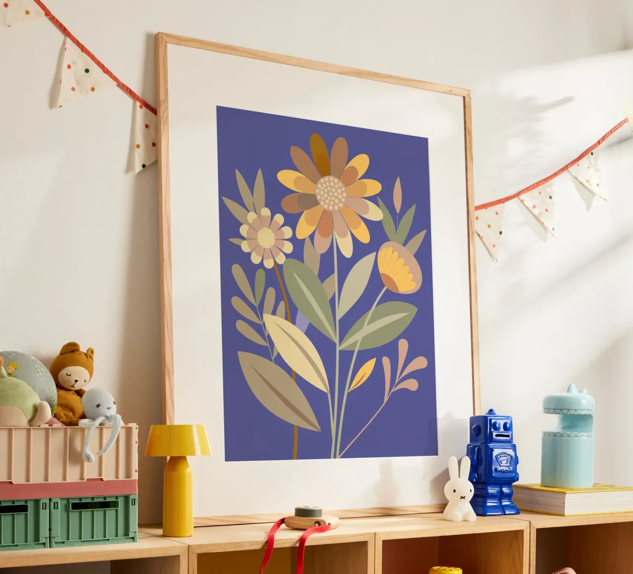 pittura floreale arte poster con telaio in legno da zetazone