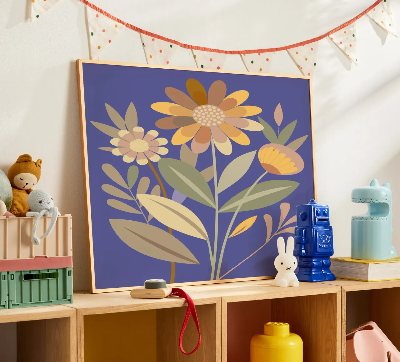 pittura floreale arte poster con telaio in legno da zetazone