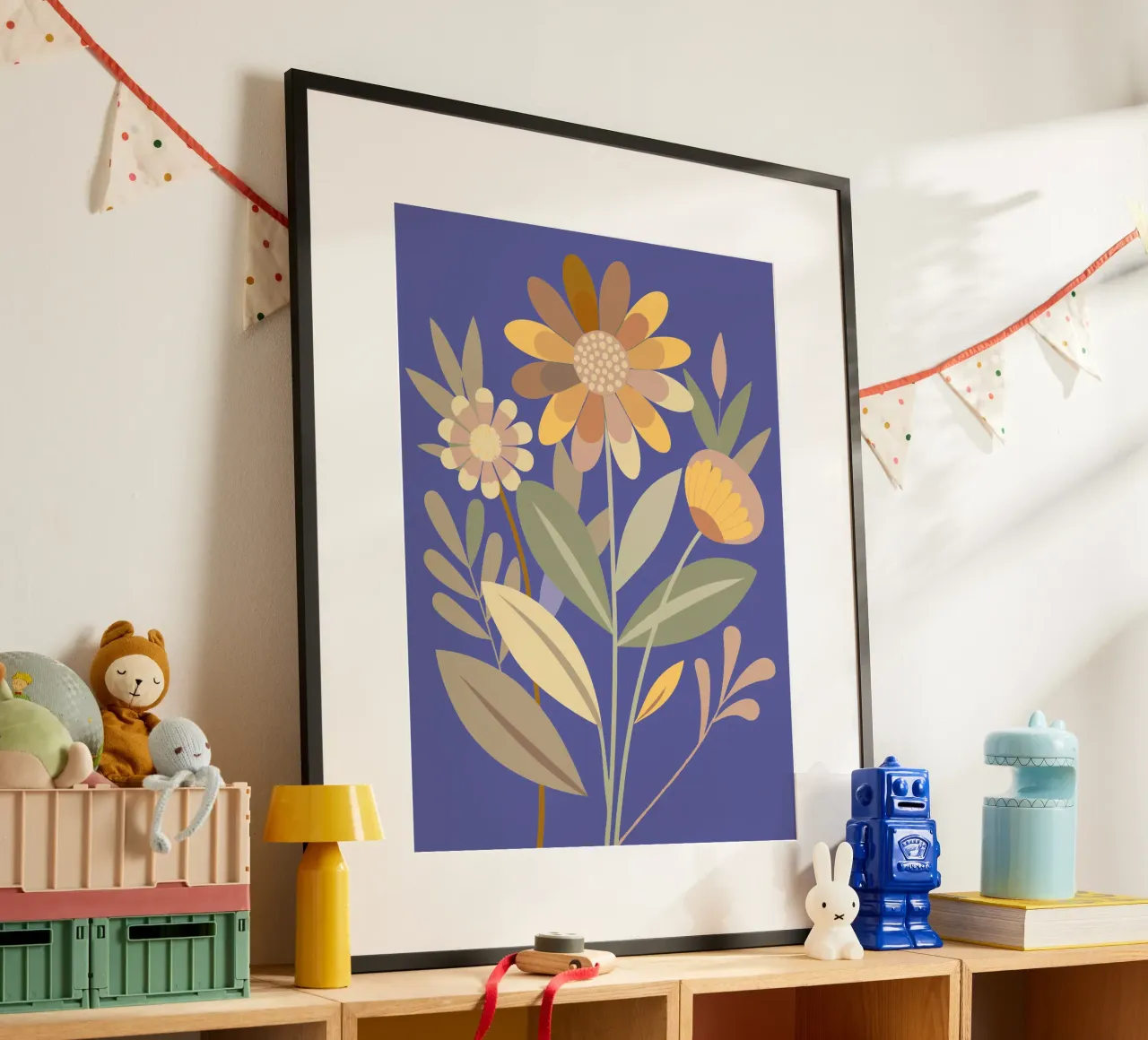 pittura floreale arte poster con telaio in legno da zetazone