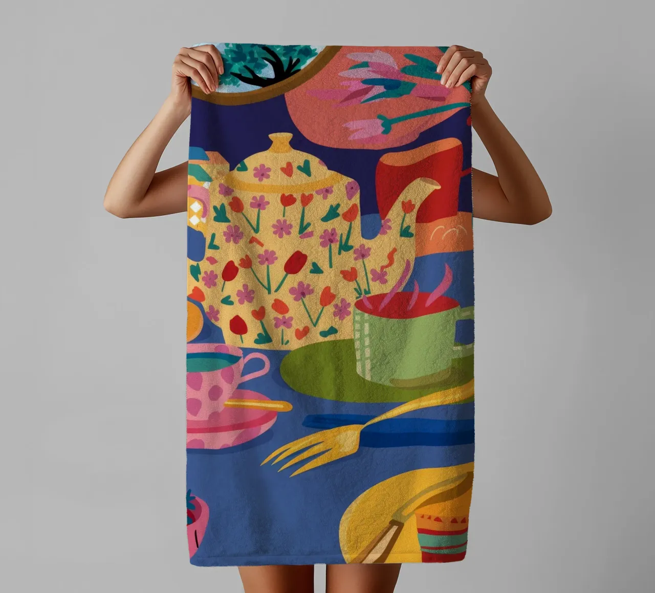 Abstract Teapot Swirls towel by Haven Mirage