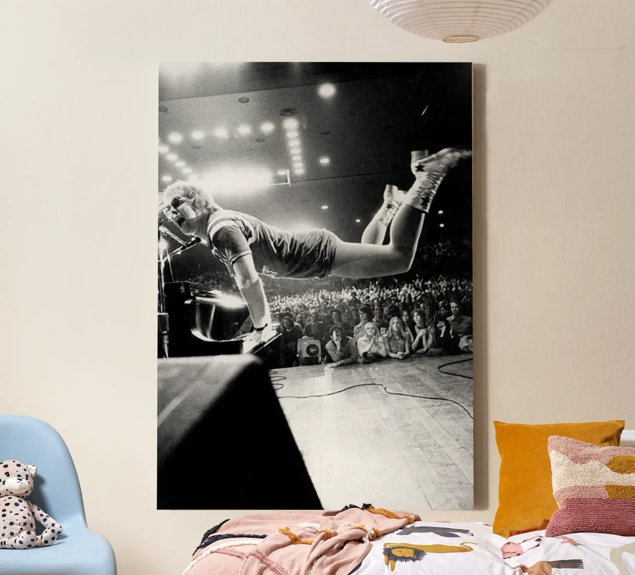 Frestyle Elton John Concert Black And White tela con Cornice a cassetta da fardanjadex