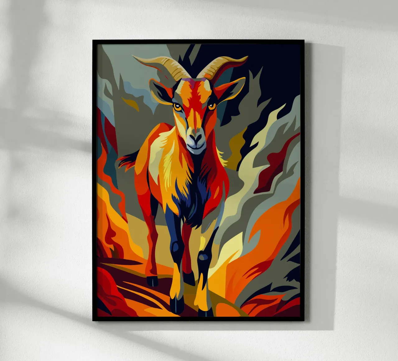 peinture de chèvre art poster avec cadre en aluminium de zetazone