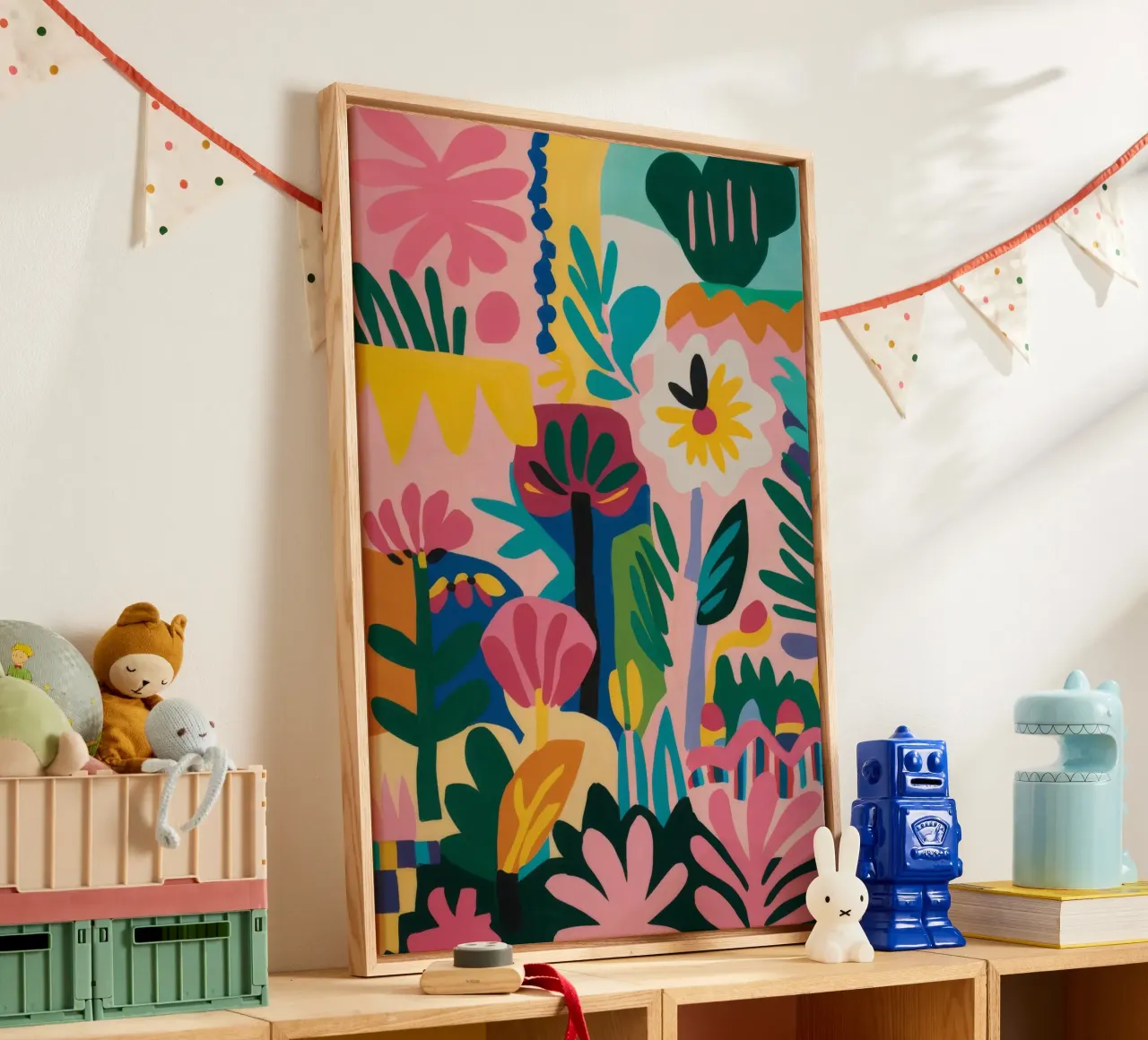 Abstract Garden Forms canvas with Floater frame by Paez Harmony