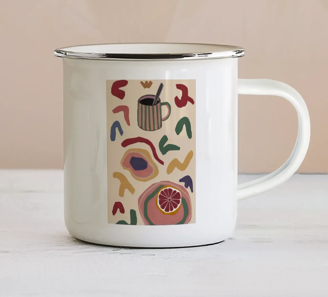 Morning Coffee Shapes enamel mug by Haven Mirage