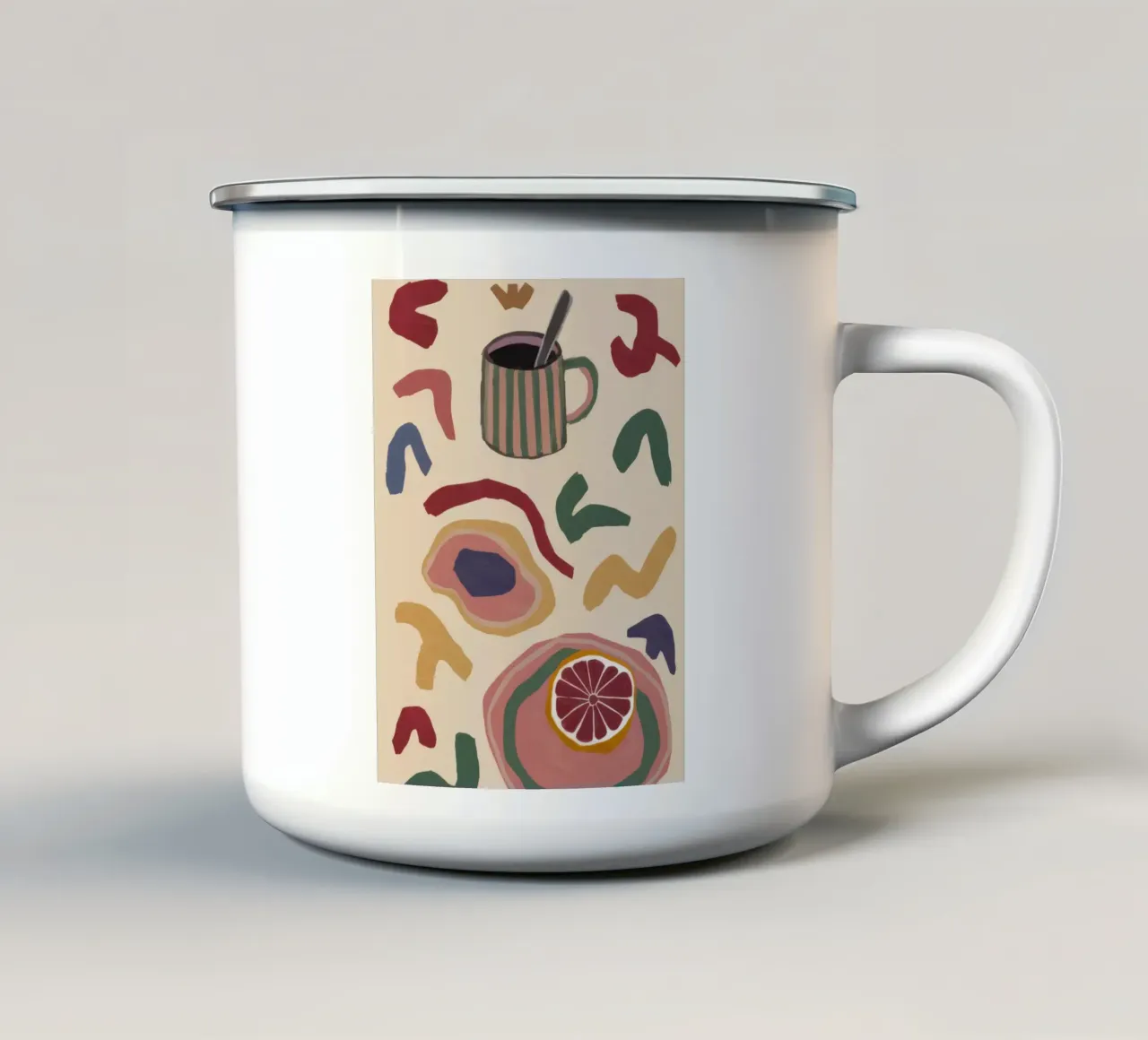 Morning Coffee Shapes enamel mug by Haven Mirage