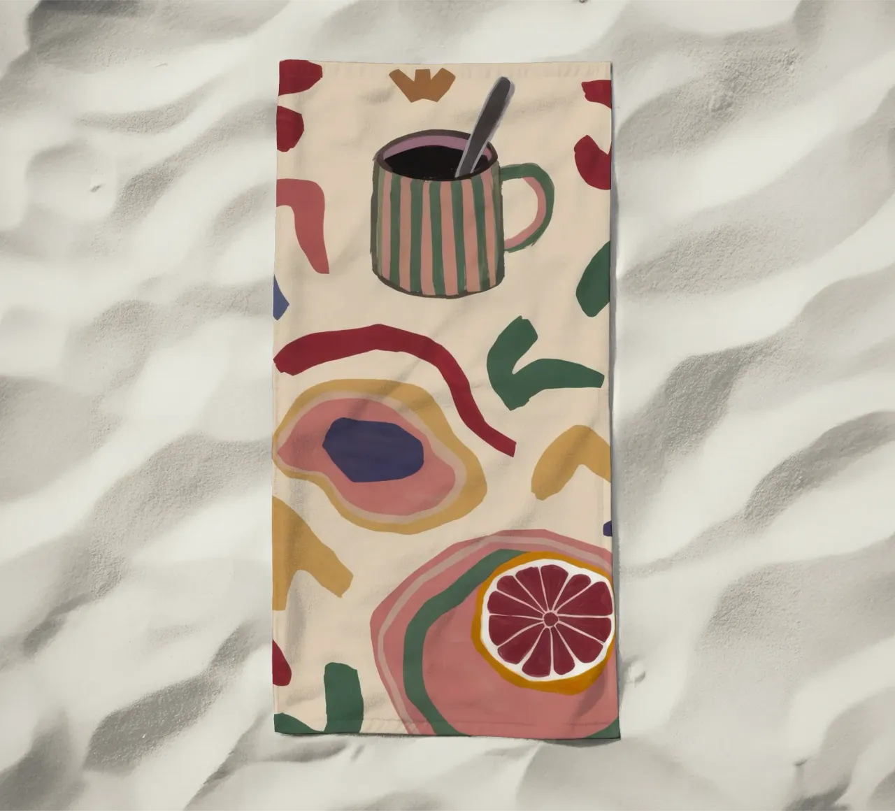 Forme del caffè del mattino telo mare da Haven Mirage