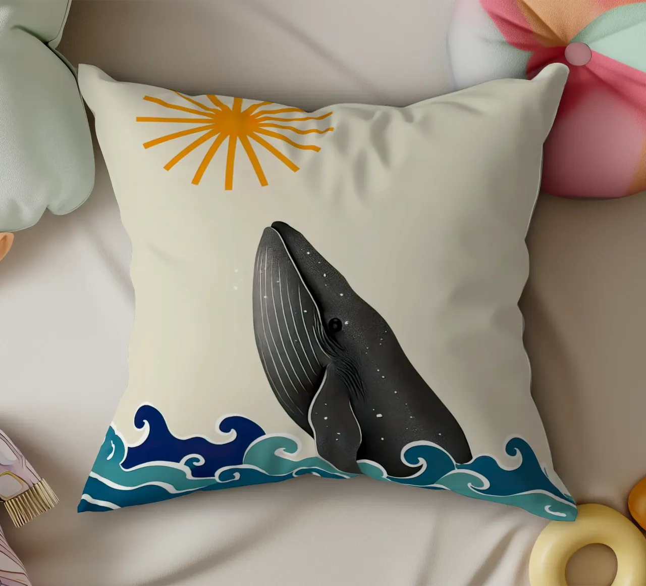The whale decorative cushion by 🐹 BABY ART PRINTS