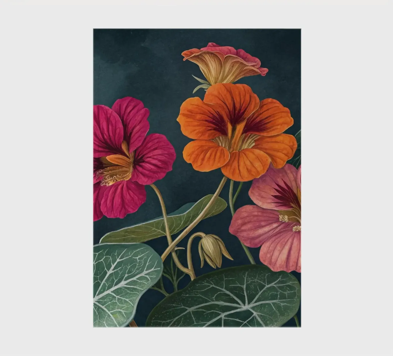 Vibrant Nasturtium Bloom on Dark Canvas notebook by Artistic-shop