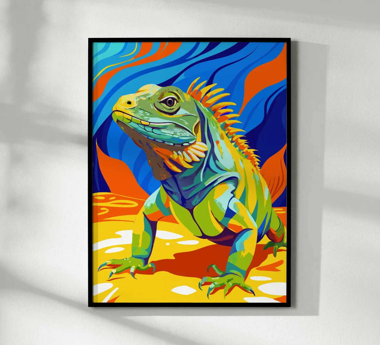 iguana pittura arte poster con telaio in alluminio da zetazone