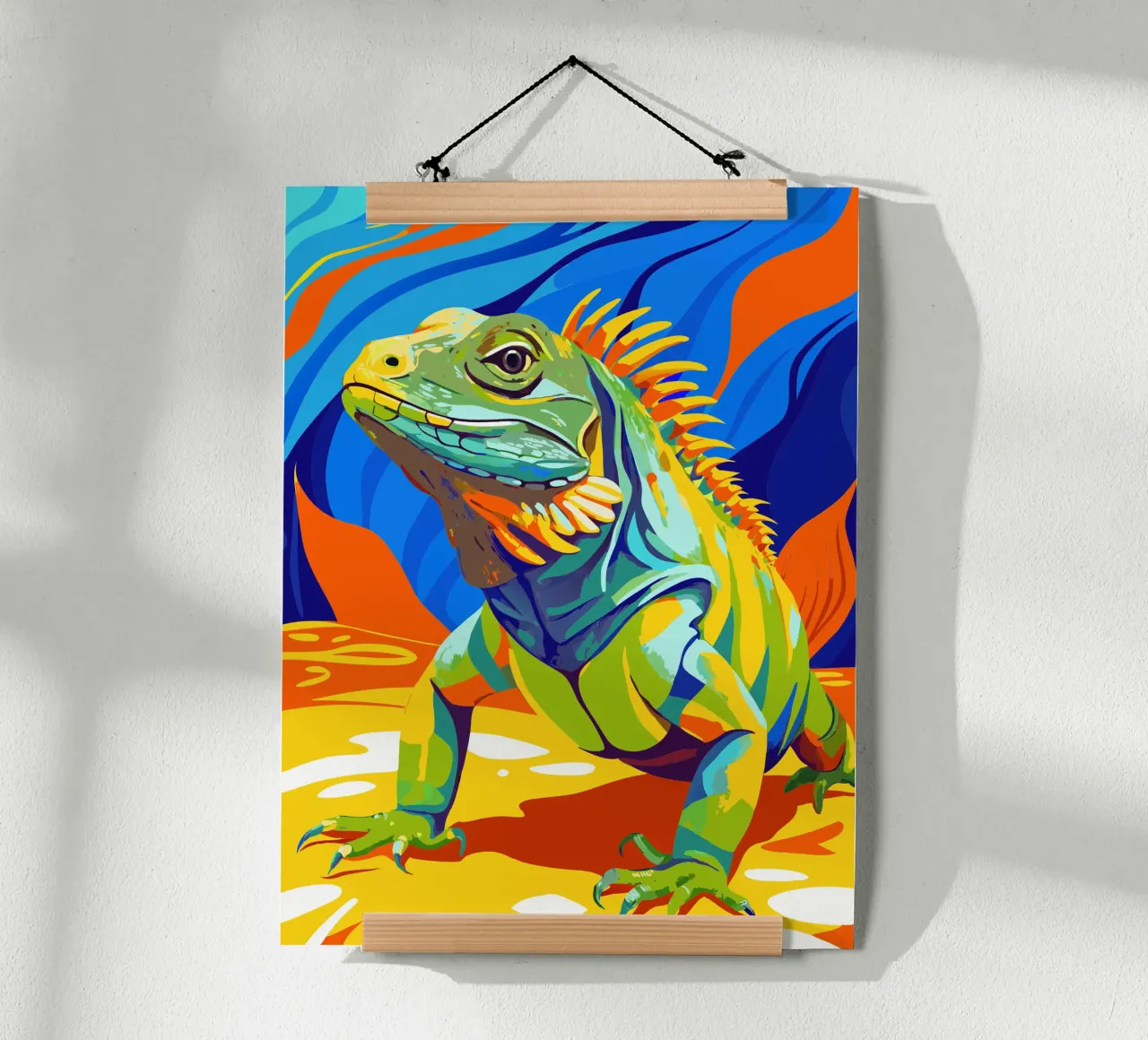 iguana pittura arte poster con telaio in alluminio da zetazone
