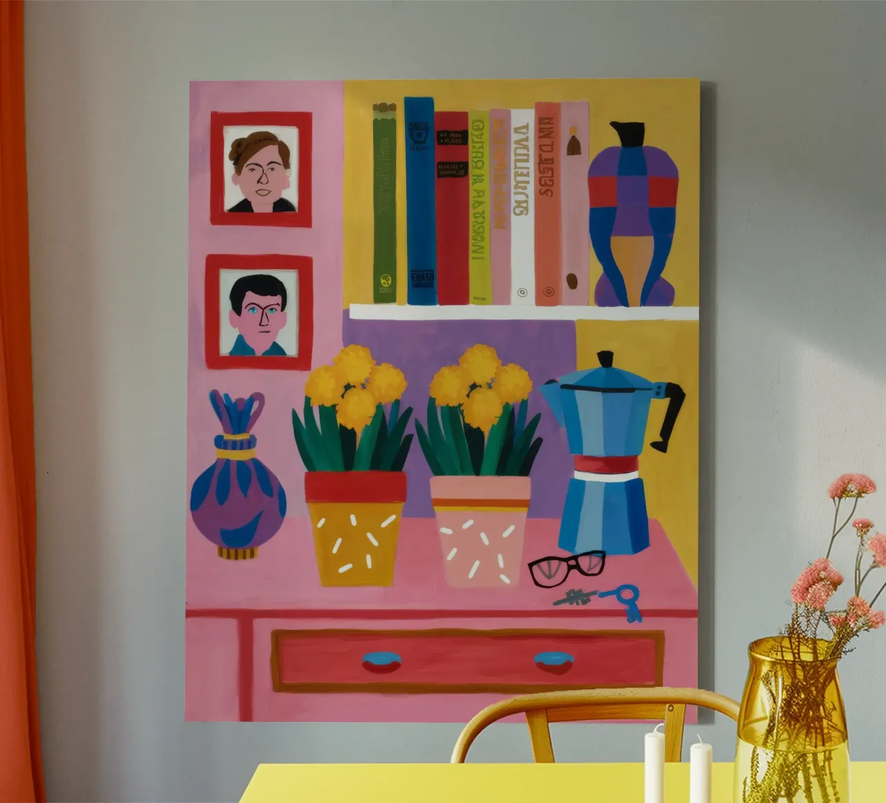 Cozy Reading Corner canvas with Floater frame by Paez Harmony