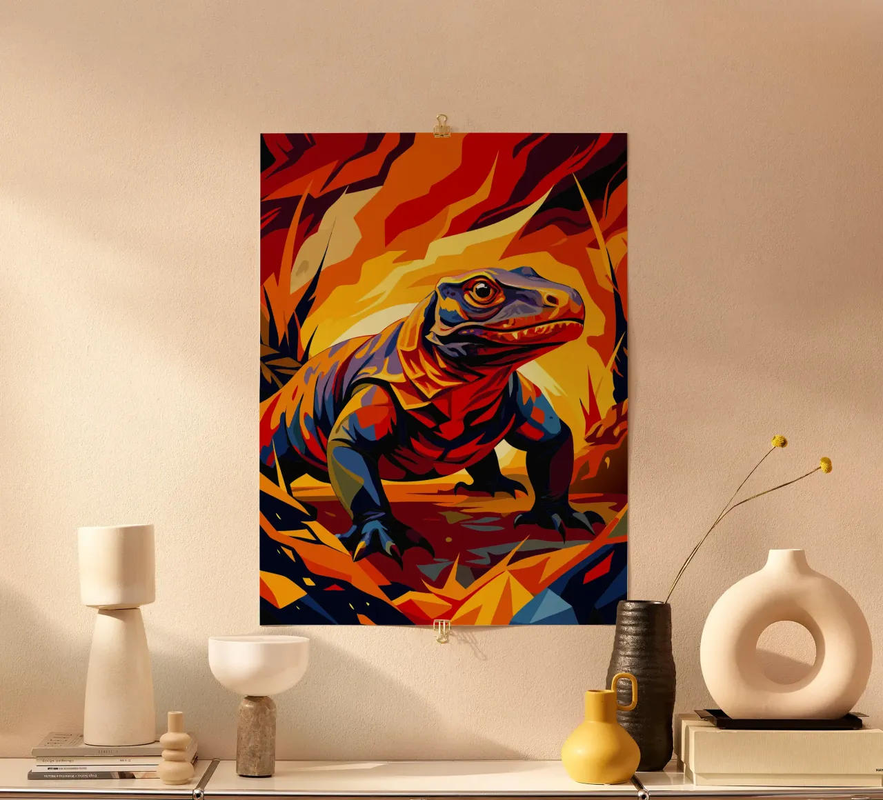 peinture de komodo poster avec cadre en plastique de zetazone