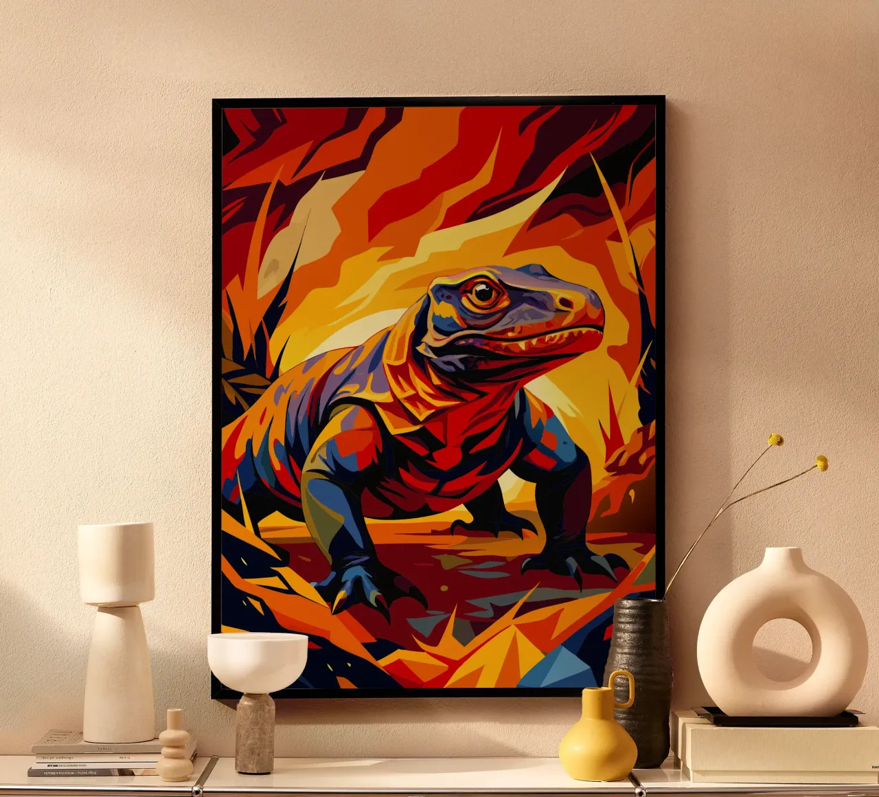 peinture de komodo poster avec cadre en plastique de zetazone