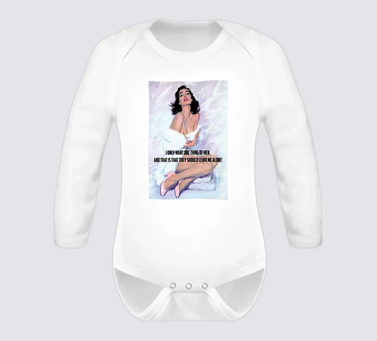 I Only Want One Thing Of Men body neonato maniche lunghe da Gallery Print and Art Limited