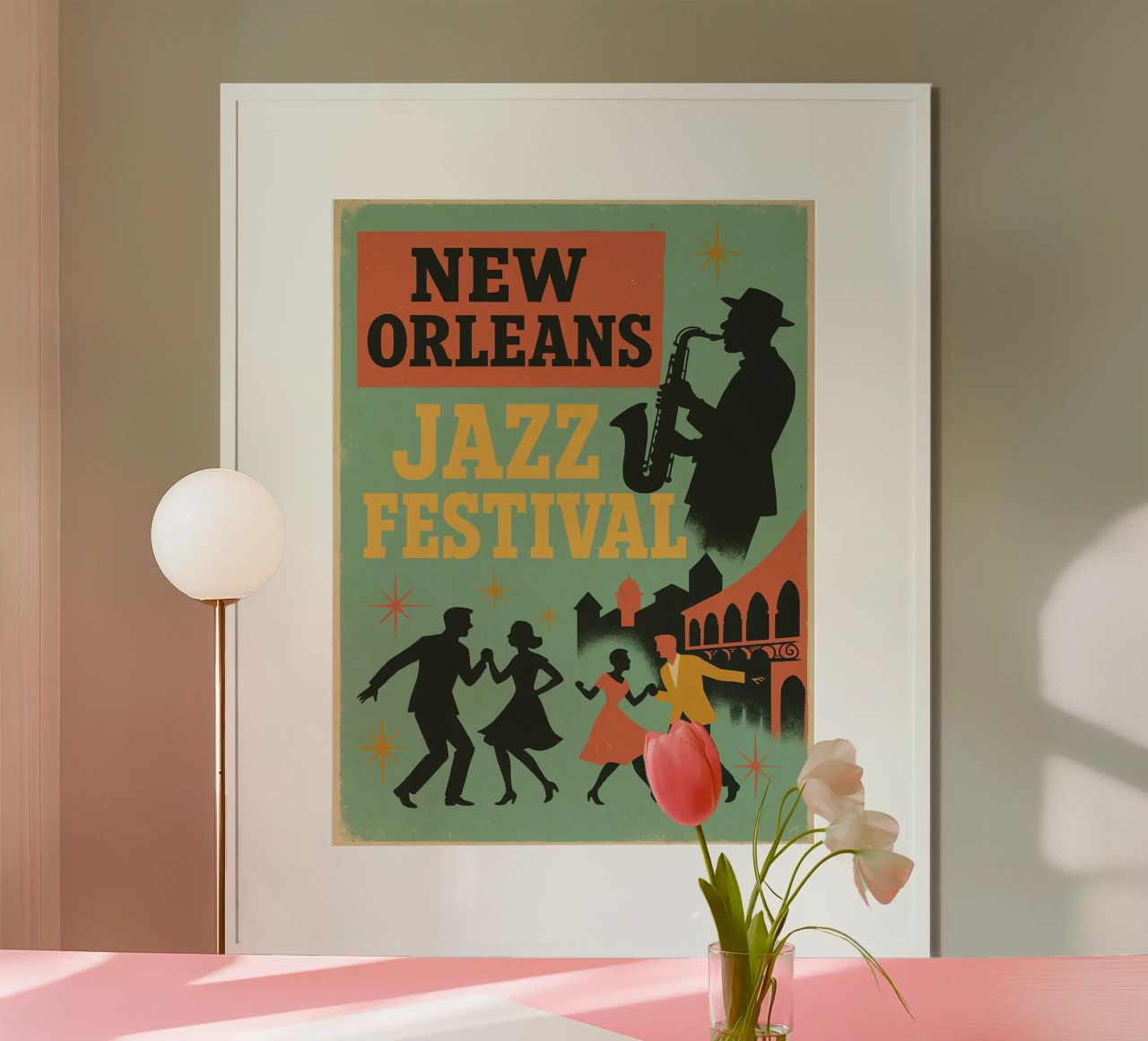 Art vintage du festival de jazz de la Nouvelle-Orléans poster de Jester Krew Art