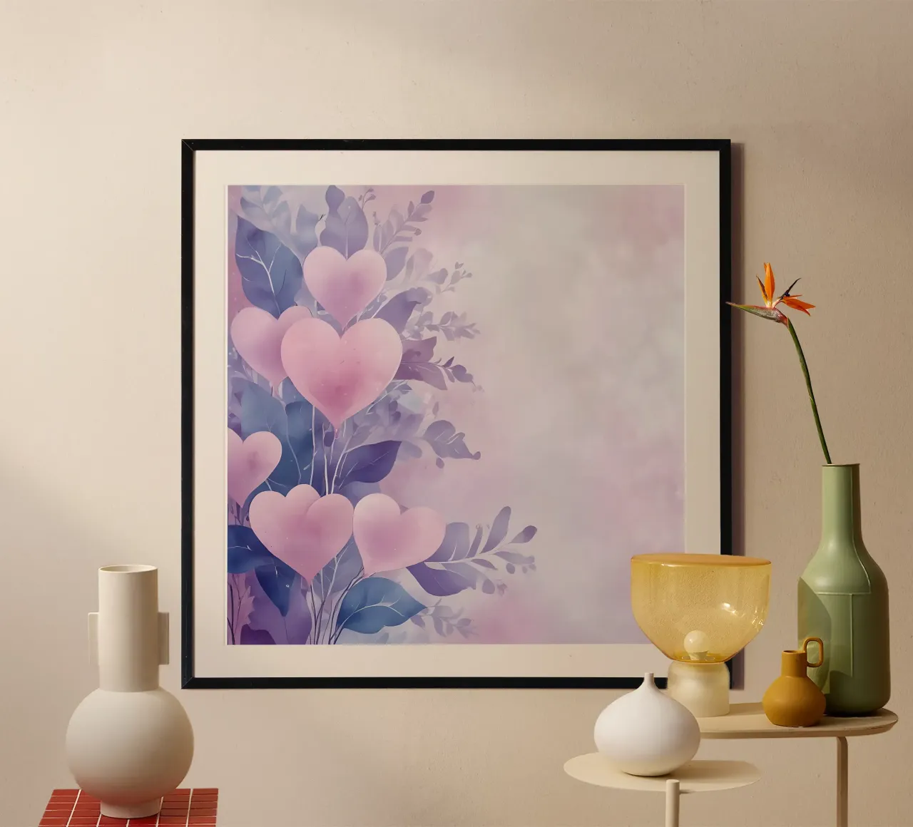 Cuori_2 poster con telaio in legno da Farb- und Blütenzauber by LK