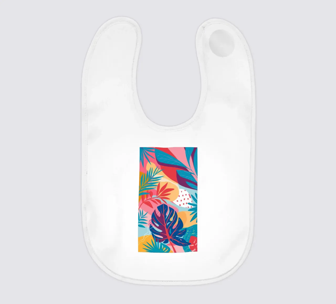 Pink Sky Palms baby bib by Paez Harmony