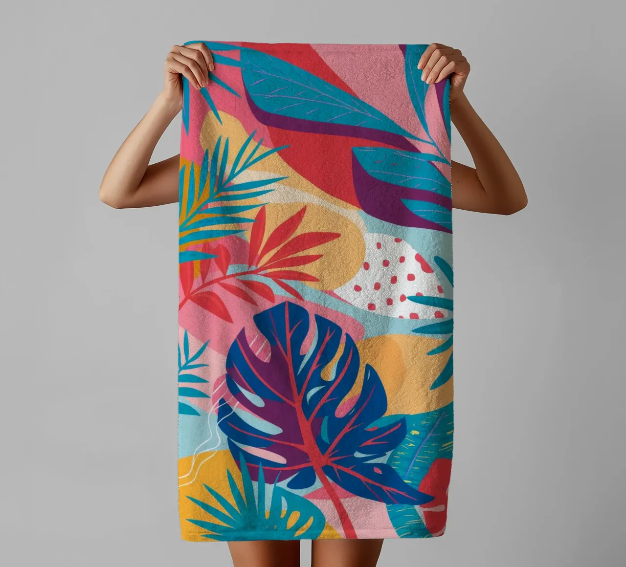Pink Sky Palms towel by Paez Harmony
