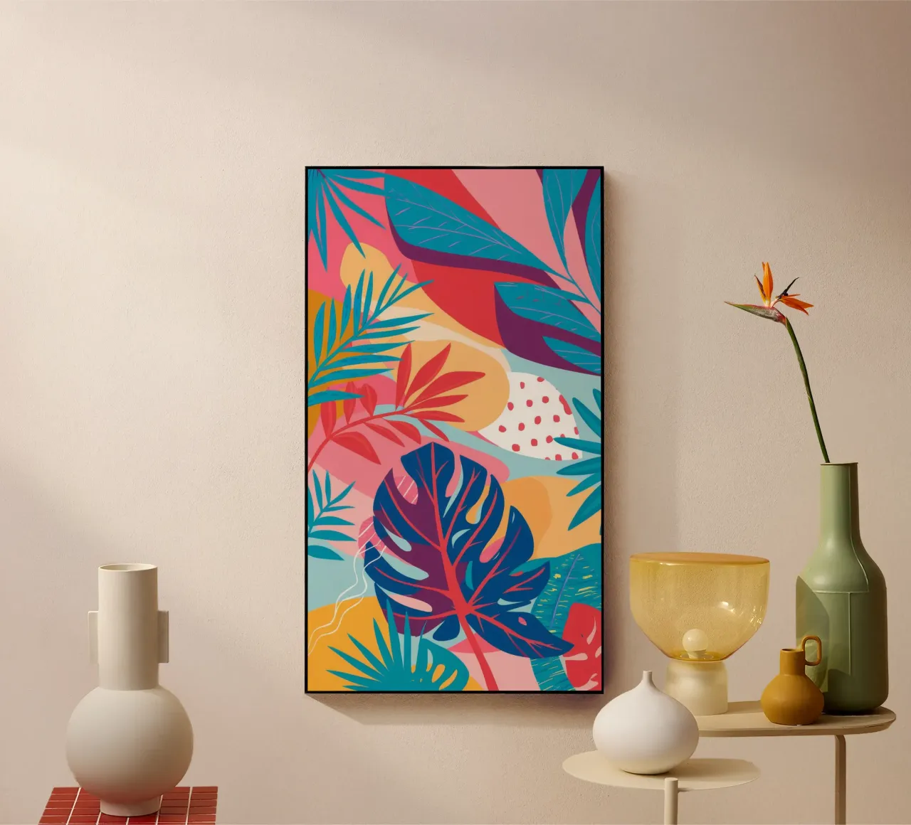 Pink Sky Palms acrylic glass by Paez Harmony