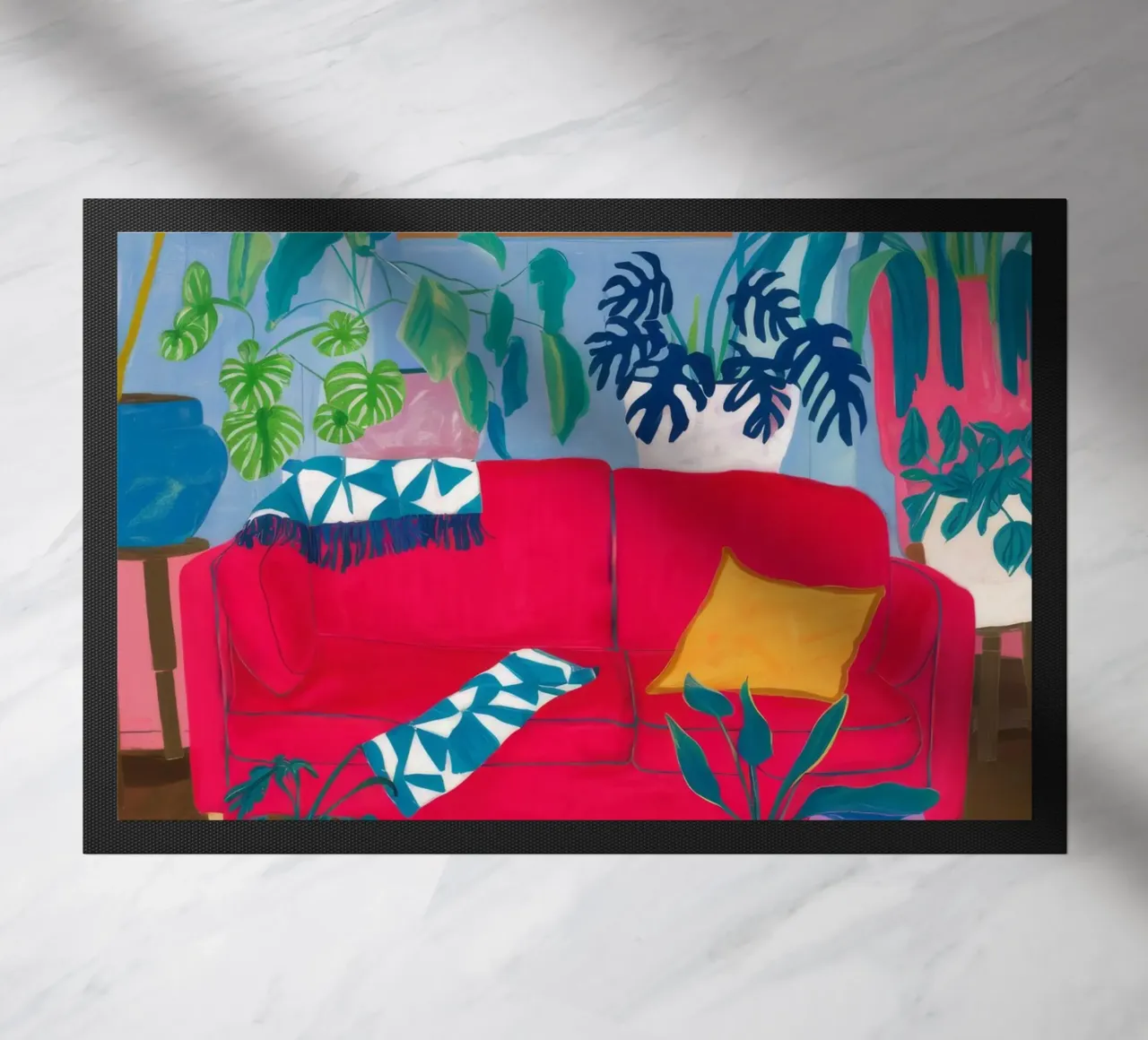 Red Sofa Reading doormat by Paez Harmony