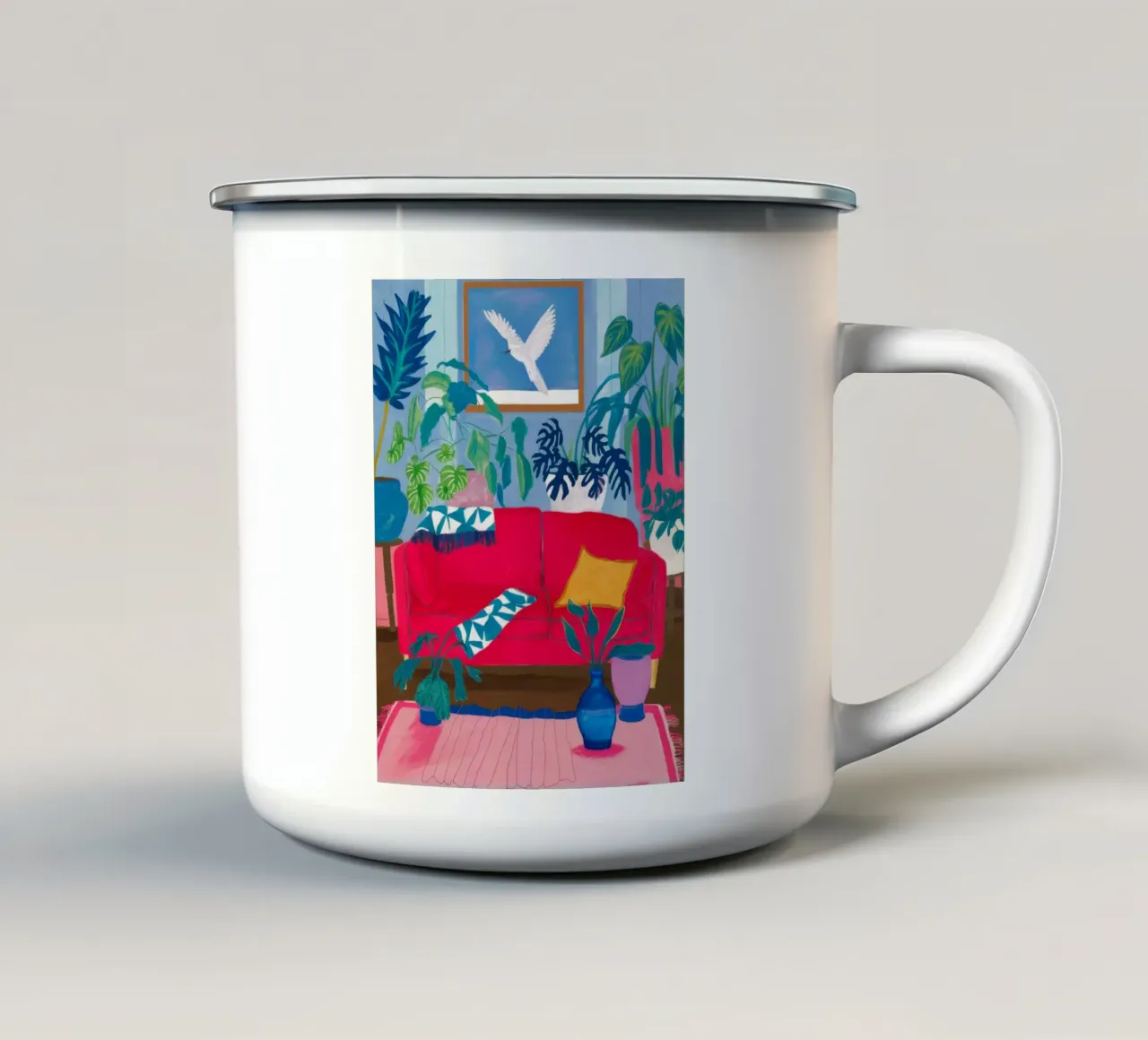 Divano rosso da lettura tazza in smalto da Paez Harmony