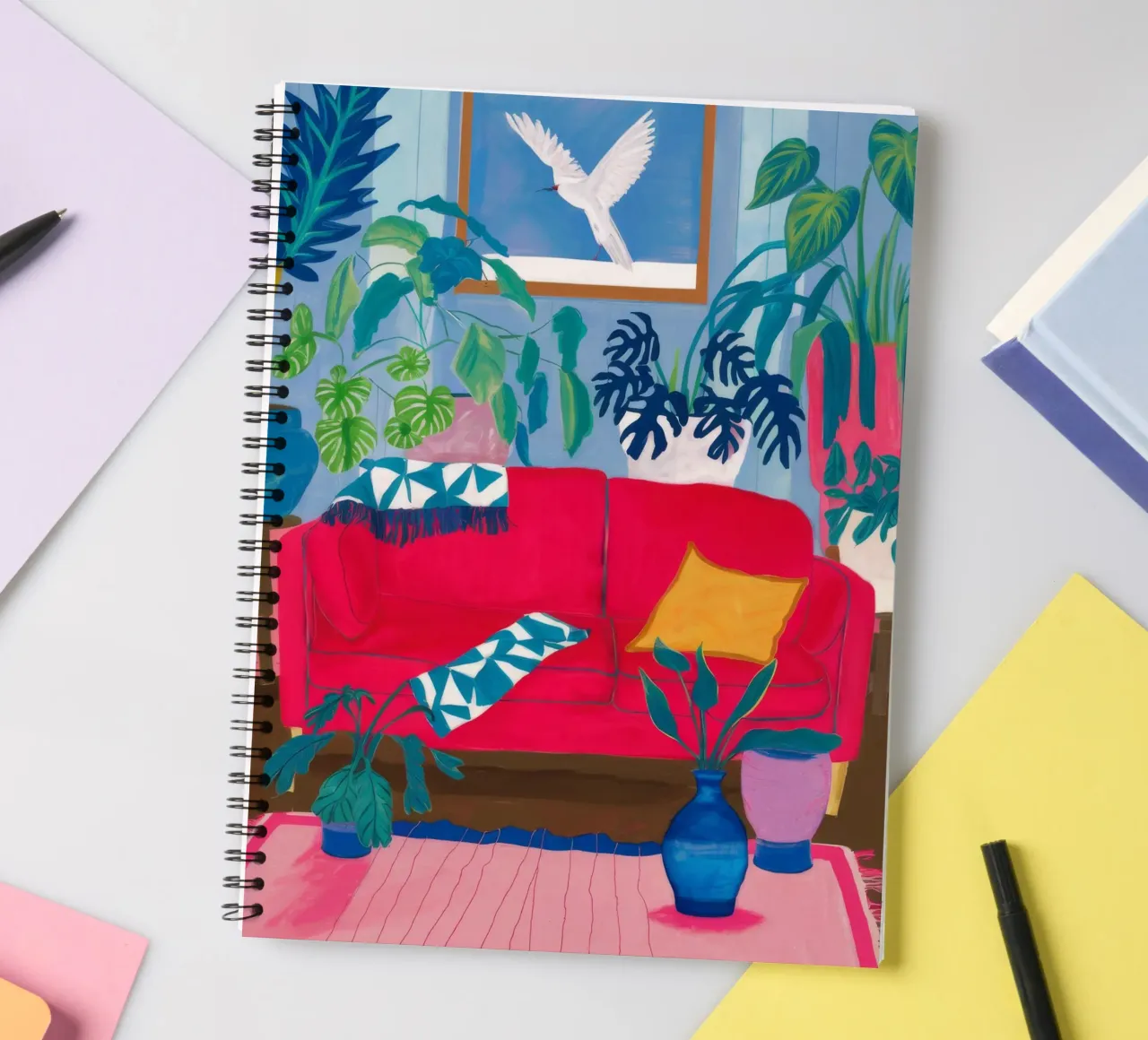 Red Sofa Reading spiral notebook by Paez Harmony