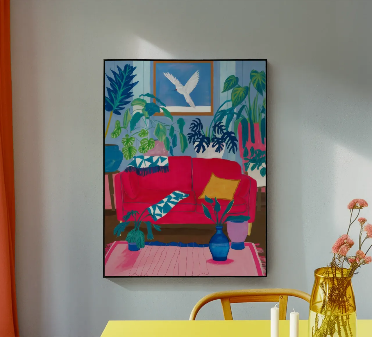 Rode Sofa Lezen acryl van Paez Harmony