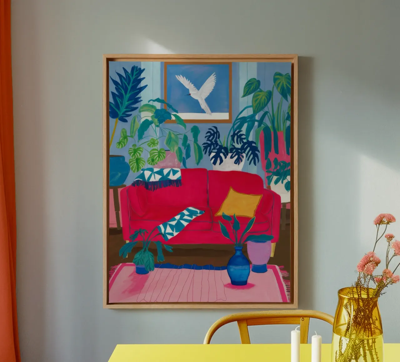 Red Sofa Reading canvas by Paez Harmony