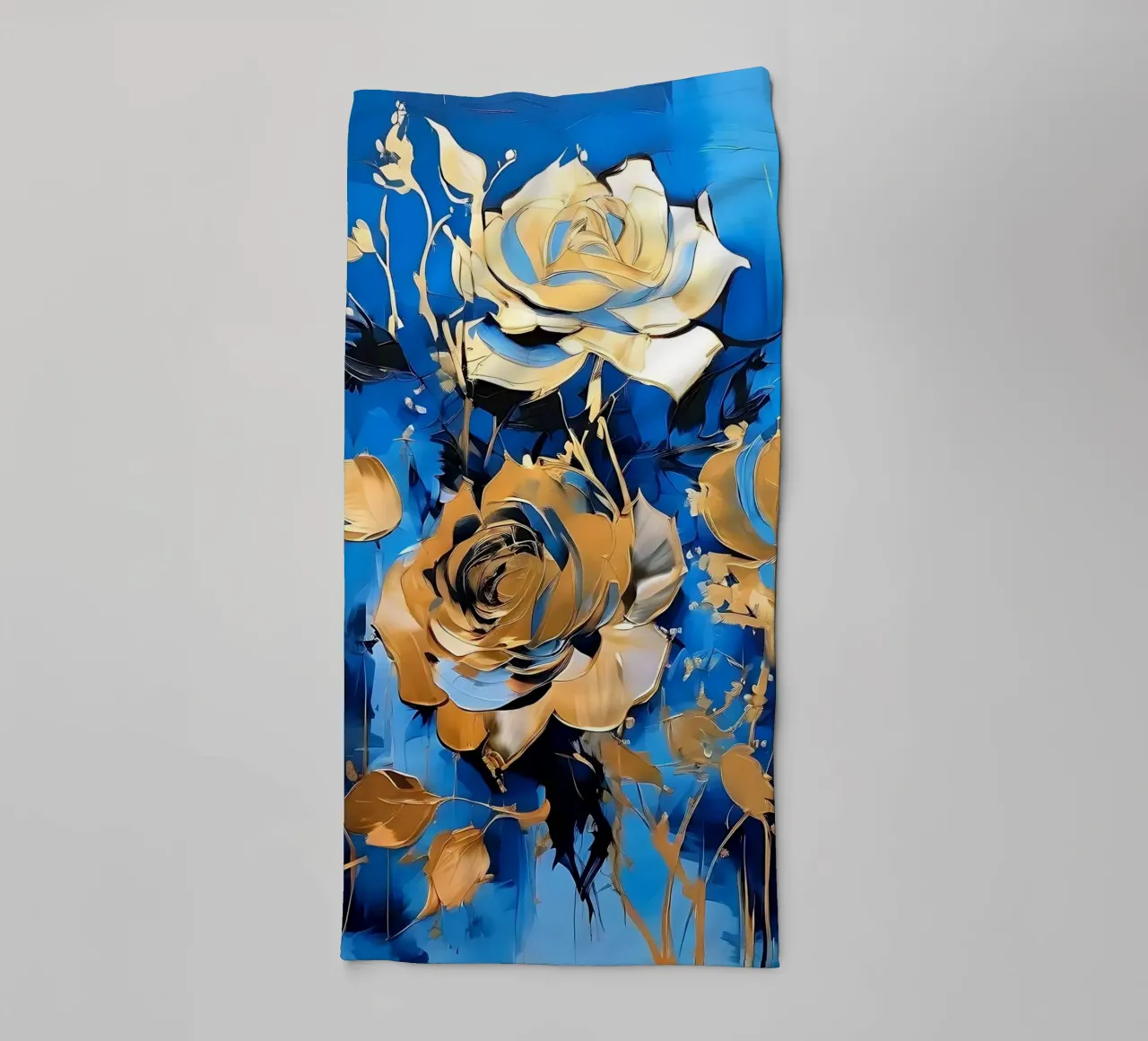 rose_oro_blu_2 asciugamano da bagno da Farb- und Blütenzauber by LK