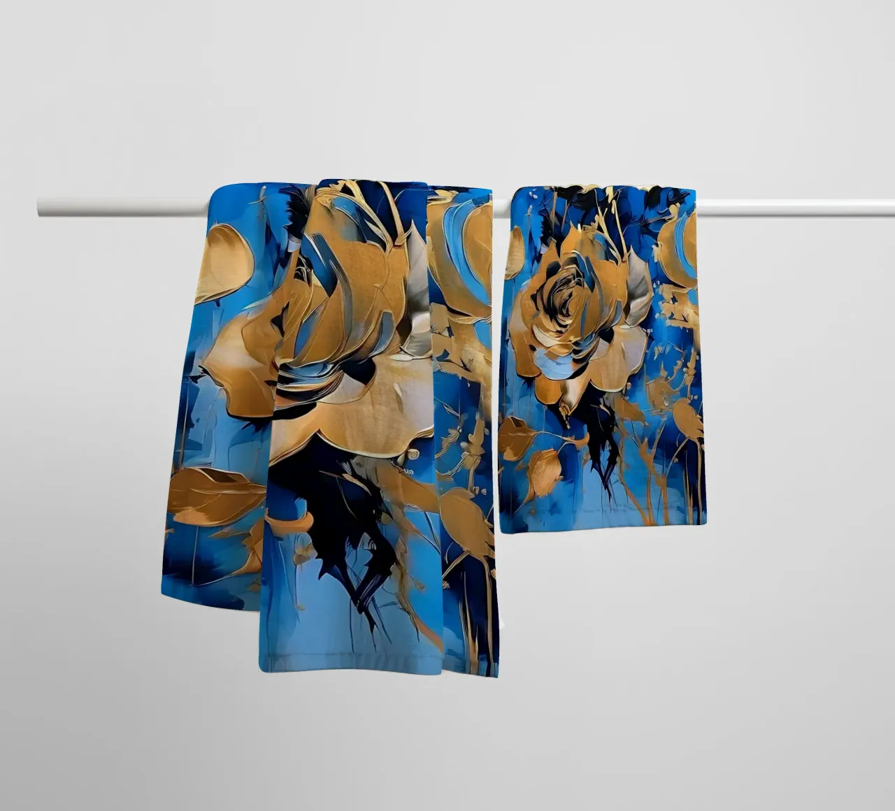 rose_oro_blu_2 asciugamano da bagno da Farb- und Blütenzauber by LK