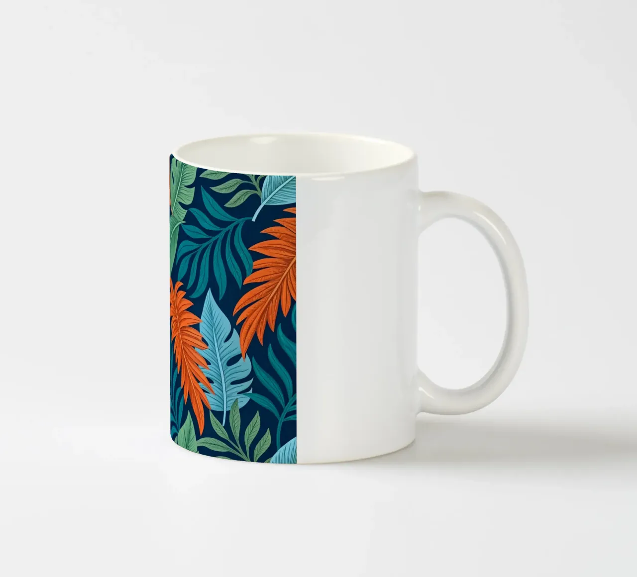 Sogno di fogliame tropicale: Motivo botanico lussureggiante tazza in ceramica da Artistic-shop