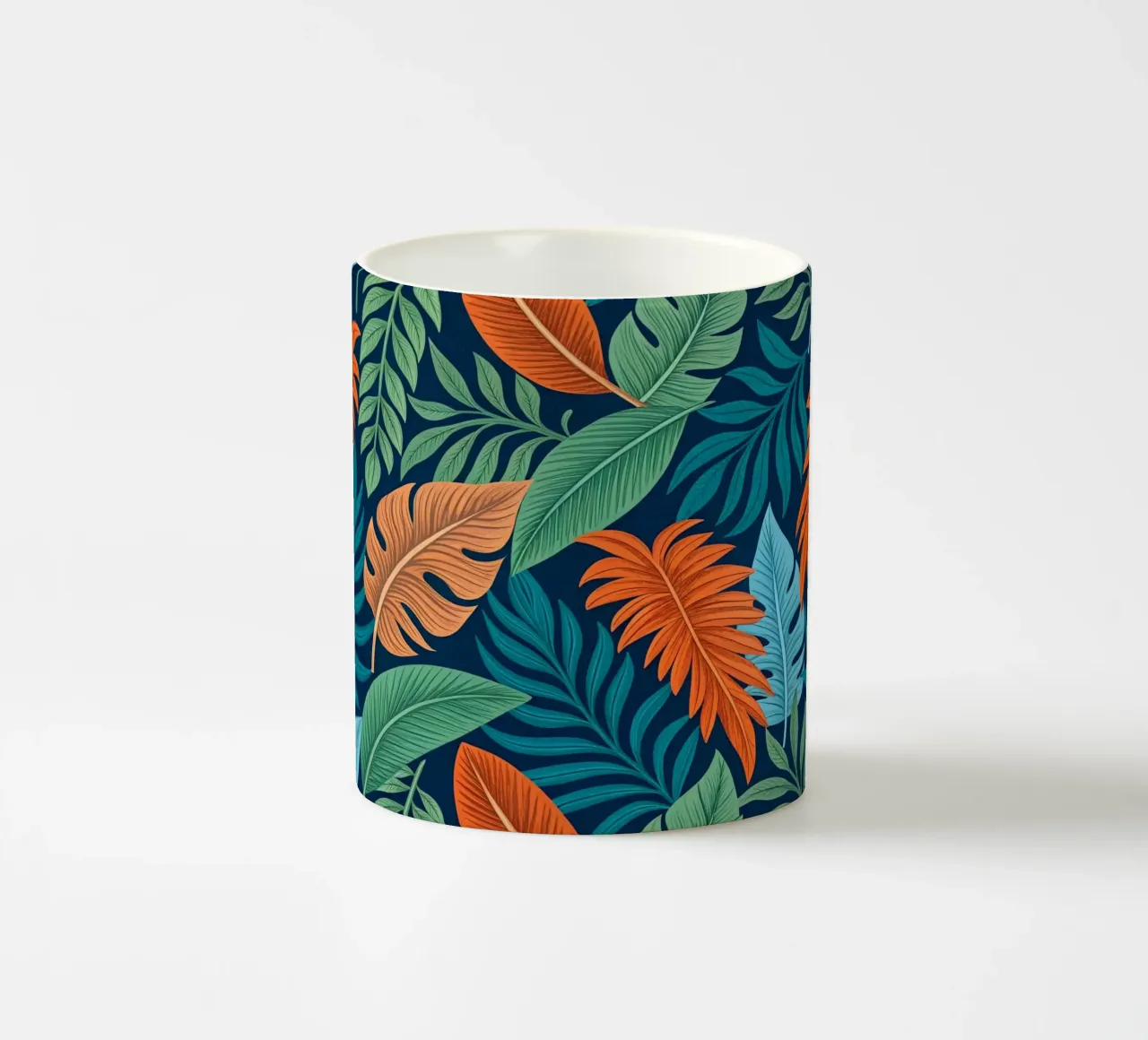 Sogno di fogliame tropicale: Motivo botanico lussureggiante tazza in ceramica da Artistic-shop