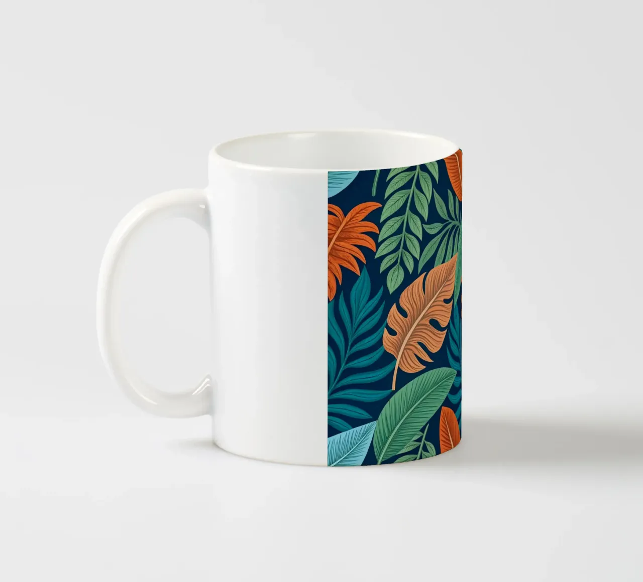 Sogno di fogliame tropicale: Motivo botanico lussureggiante tazza in ceramica da Artistic-shop