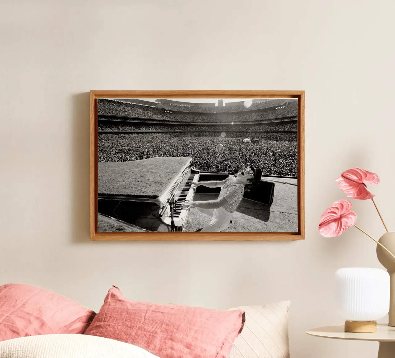 Black And White Live Concert Elton John In Stadium tela con Cornice a cassetta da fardanjadex