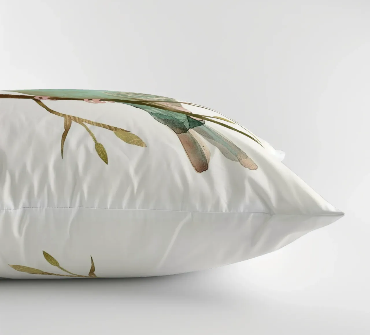Budgerigar on Branch with Spring Buds decorative cushion by DesignDoodle