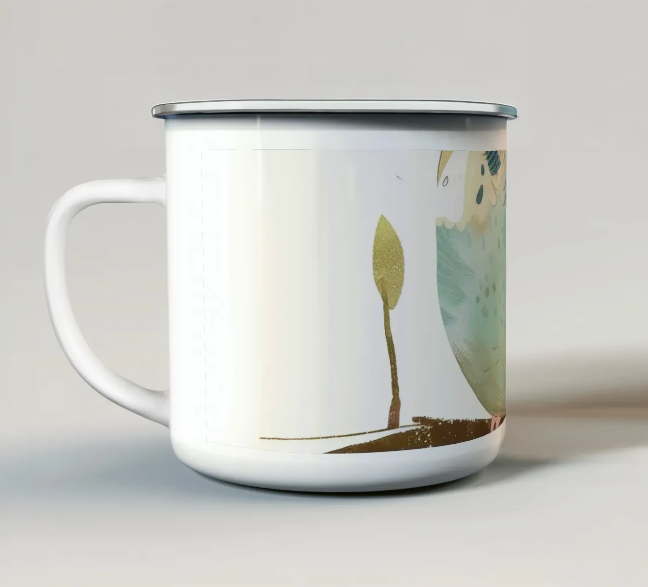 Cenerino su ramo con boccioli di primavera tazza in smalto da DesignDoodle