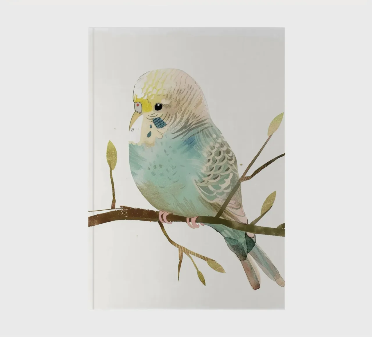 Budgerigar on Branch with Spring Buds notebook by DesignDoodle