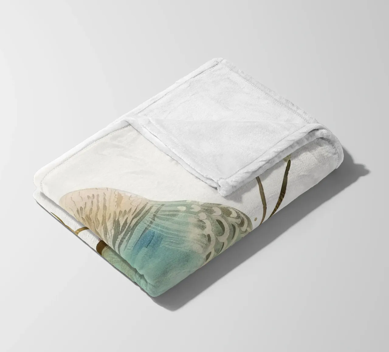 Budgerigar on Branch with Spring Buds fleece blanket by DesignDoodle